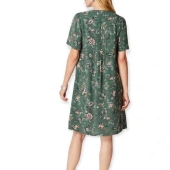 J. Jill Green Flutter-Sleeved Pintucked Dress Size M - Picture 4 of 16
